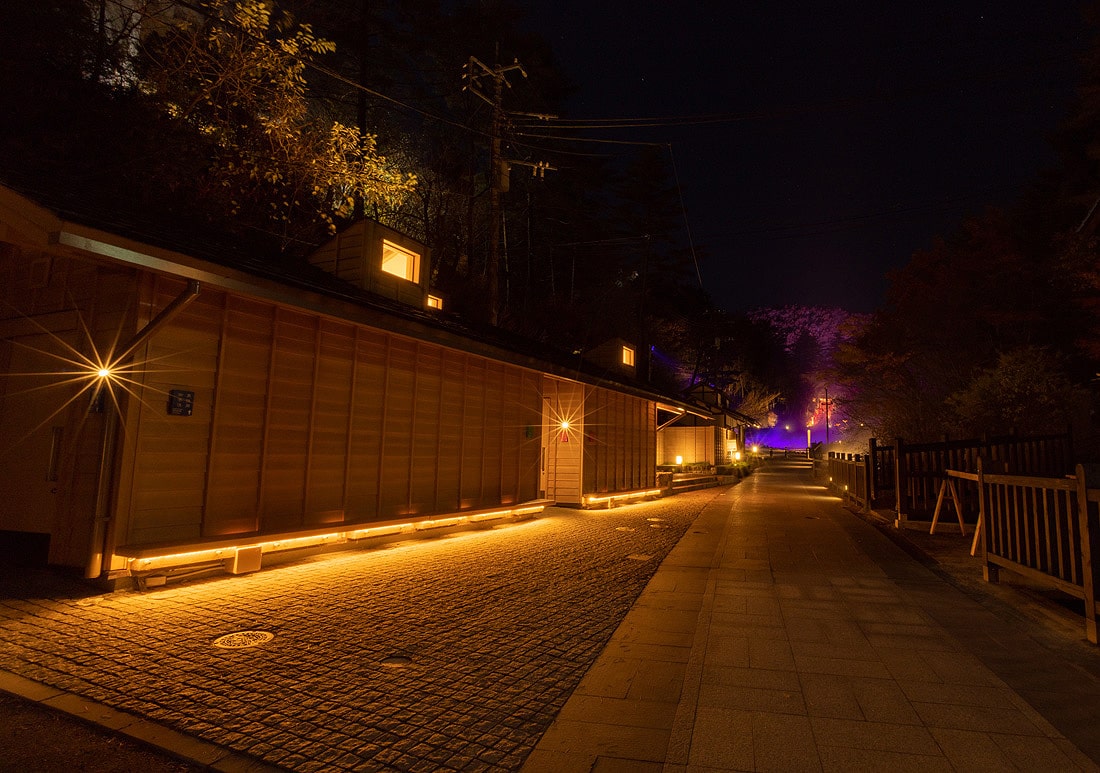草津温泉、西の河原公園、夜景写真撮影